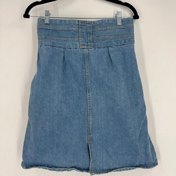 Vintage 80s Gitano Double Belted Denim Skirt Size 11/12 Made in Hong Kong - Picture 7 of 11
